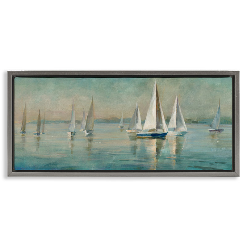  Toile panoramique au lever du soleil sur toile par Danhui Nai, H 11 po x l 25 po, Cadre flottant gris lustré