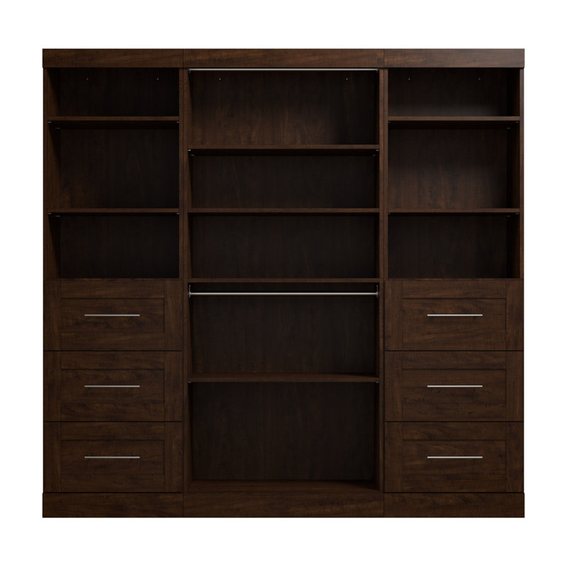 Arlex 86" W Closet Organization System with Drawers, Chocolate