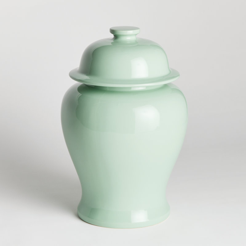Ricki Ceramic Ginger Jar, Green, 8.5"