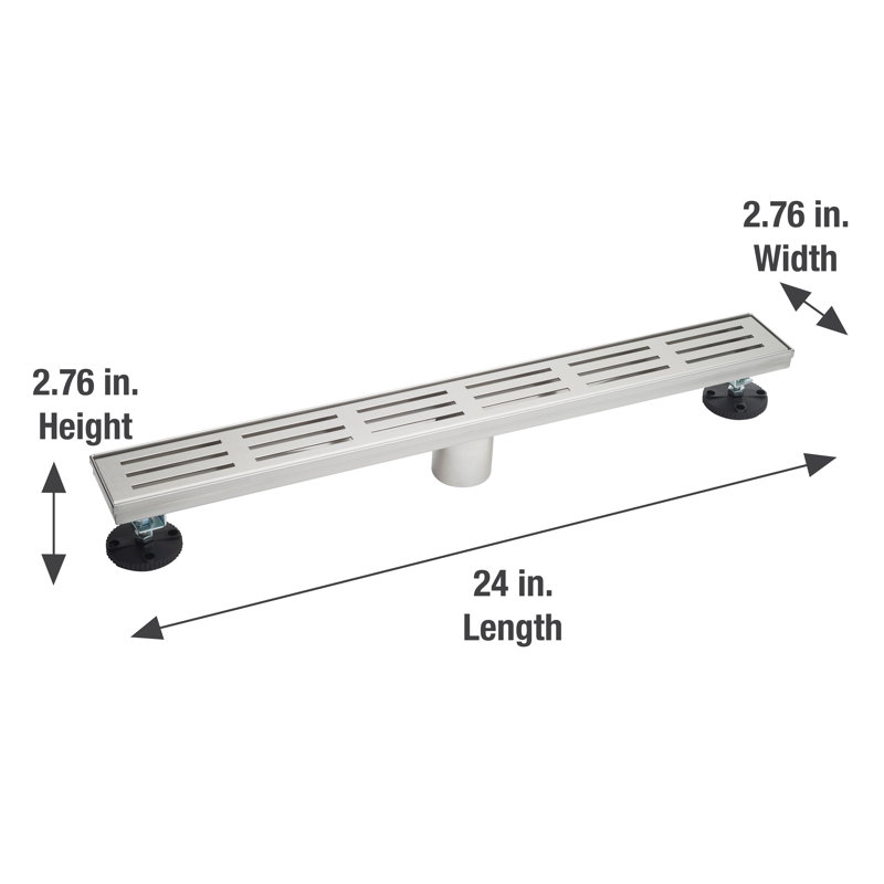24" Linear Brushed Nickel Shower Drain with Balance Pattern Grate