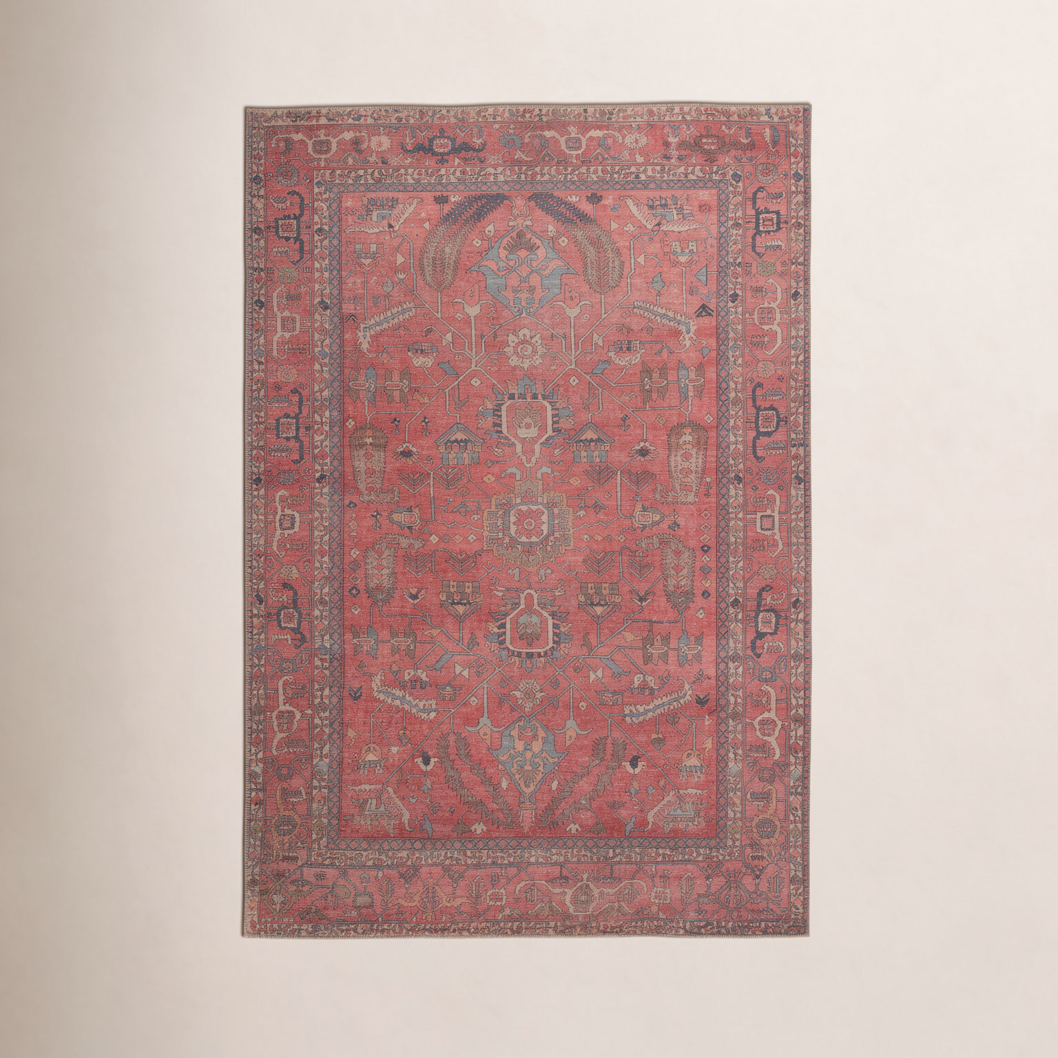 Brixey Red Washable Oriental Rug, Rectangle 5' x 7'6"