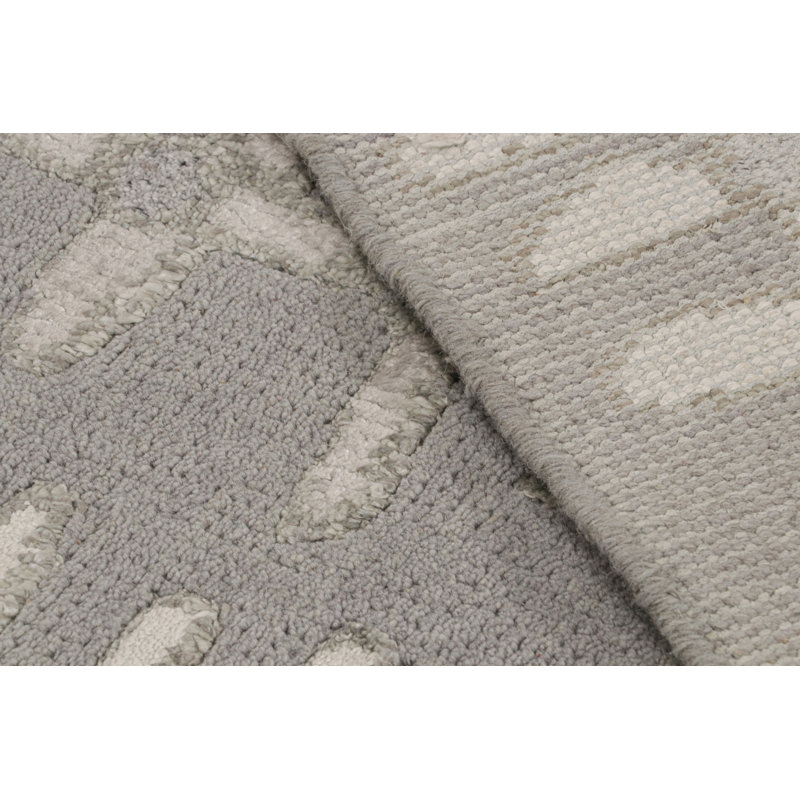 Rug & Kilim’S Scandinavian Runner Rug In Silver-Gray Tones With Floral Patterns, Rectangle 6' x 9'