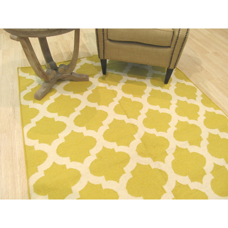 Elegant and Stylish Durrant Hand-Woven Luxurious Wool Geometric Grey Colour Rectangle Area Rug, Rectangle 5' x 8'