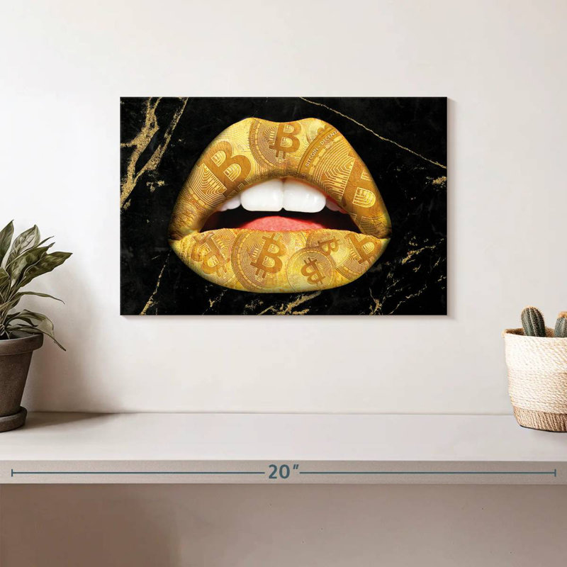 Shuttleworth Bitcoin Gold Lips, 8" H x 12" W