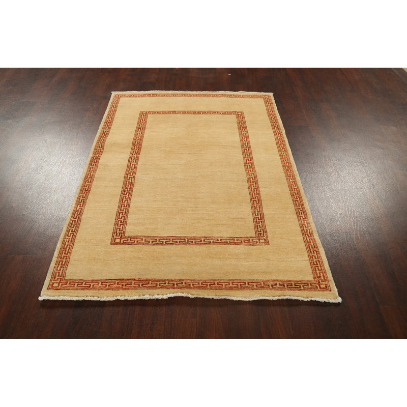One-of-a-Kind 4'2" X 6' New Age Wool Area Rug in Beige
