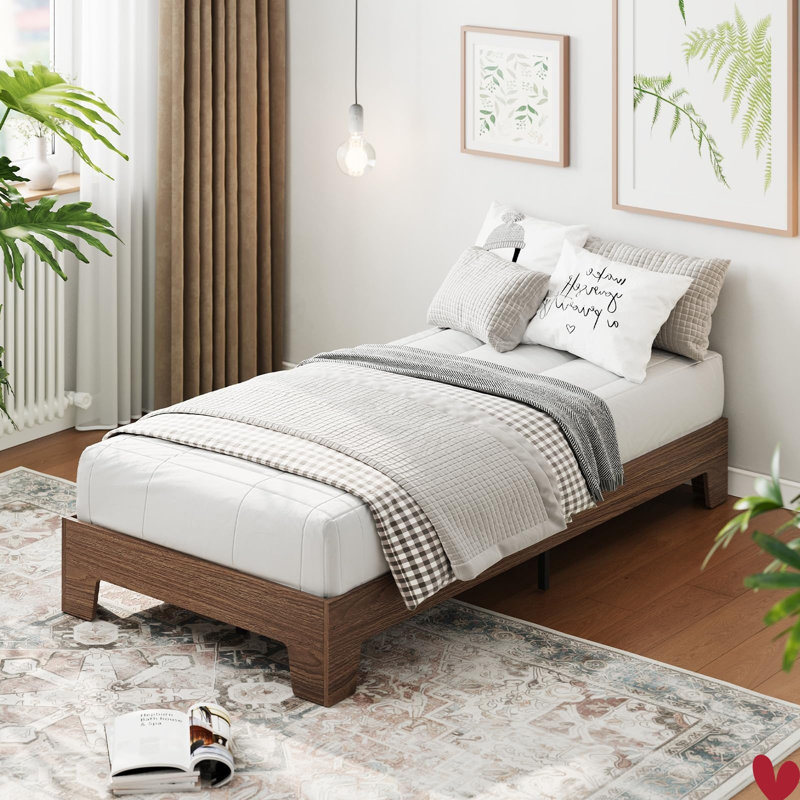 Base de lit en bois pour matelas, lit plateforme de ferme avec lattes renforcées et support central, aucun sommier requis