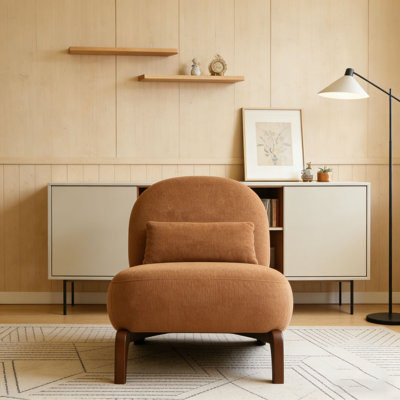 Cute Accent Chair with Solid Wood Legs