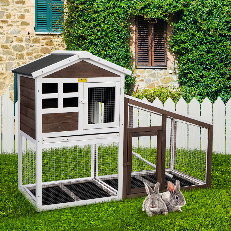 Cage à lapin Delaris, Blanc / brun