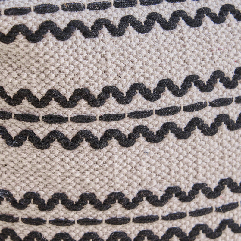 Pouf en tissu naturel et noir fait à la main, carré 16 x 16 x 16, capacité de 200 livres, coton, entièrement assemblé, nettoyer les taches, rembourrage de perles, nettoyage à la main de 200 lb seulement, avec
