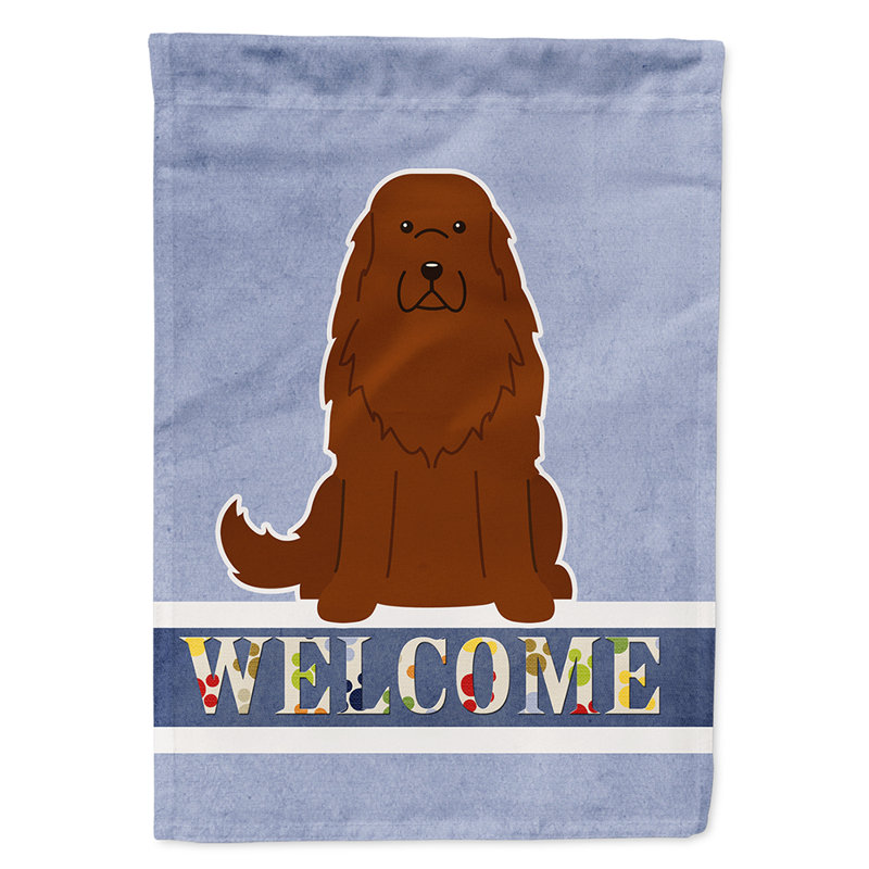 Polyester 2 côtés 40 x 28 po welcome drapeau maison, Berger du Caucase brun assis