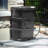 FCMP Outdoor Wood Grain Rain Water Catcher Barrel with Flat Back Design, Black