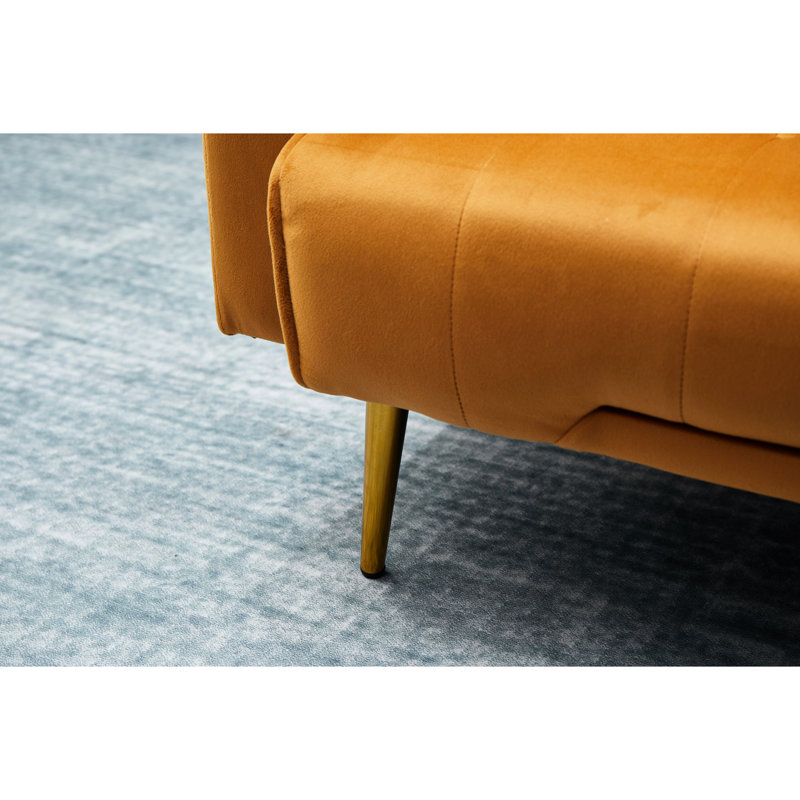 Lit Ginger en velours, pieds en métal doré, 3 pour un espace de vie compact de luxe