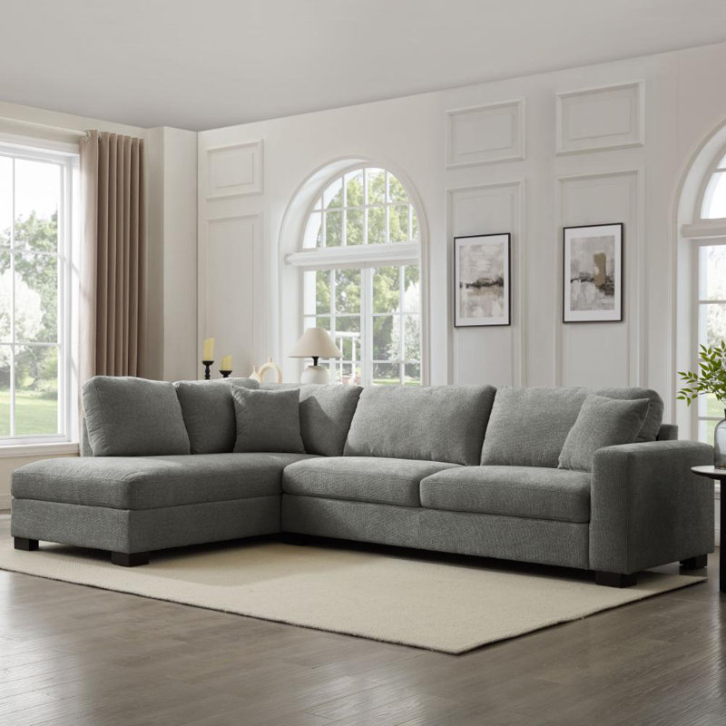 Tristan Corner Sofa, Grey Chenille, Left Hand Facing