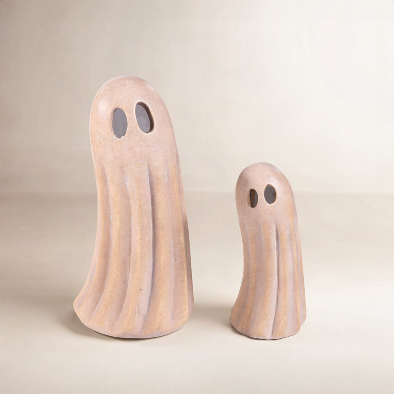Ghost Ceramic Garden Statuary, Set of 2