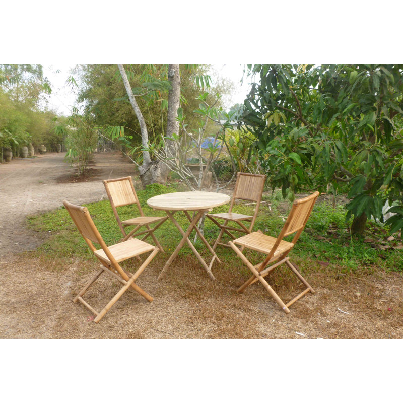 Round Folding Outdoor Bistro Table With Umbrella Hole , 31.5'' in. W 31.5'' in. D