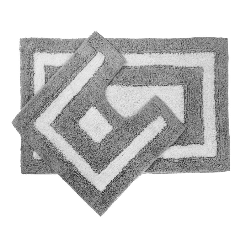 Frerichs Bath Rug, White/Gray