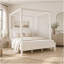 Queen Size Wooden Canopy Platform Bed with Headboard and Support Legs, Creamy White-1914590044