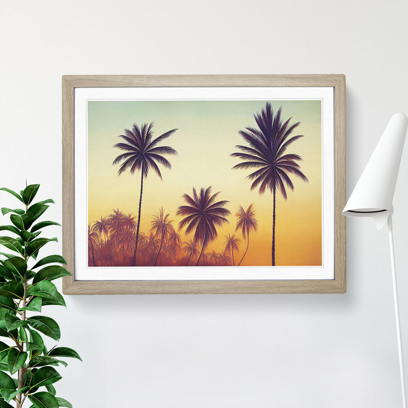 Stimulating Palm Trees - Framed Print, 25cm H x 34cm W x 2cm D, Oak