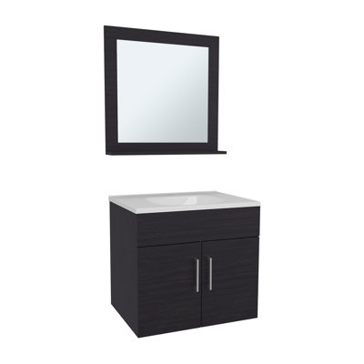 Ensemble de salle de bain, lavabo + miroir, 2 portes, 1 tablette, 1 miroir (PAS DE ROBINET INCLUS)