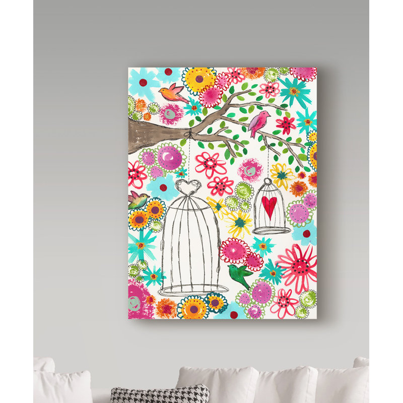 Art sur toile Huso «Birds in Paradise - Watercolor», H 19 po x l 14 po x P 2 po