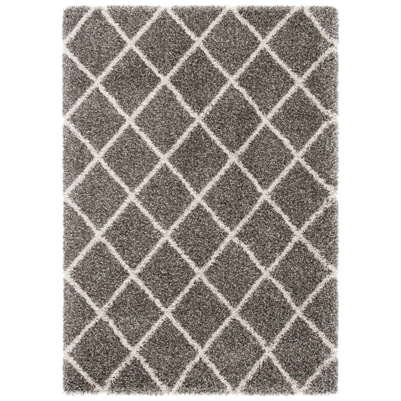 Tapis géométrique ivoire / brun, Rectangle 8 pi x 10 pi