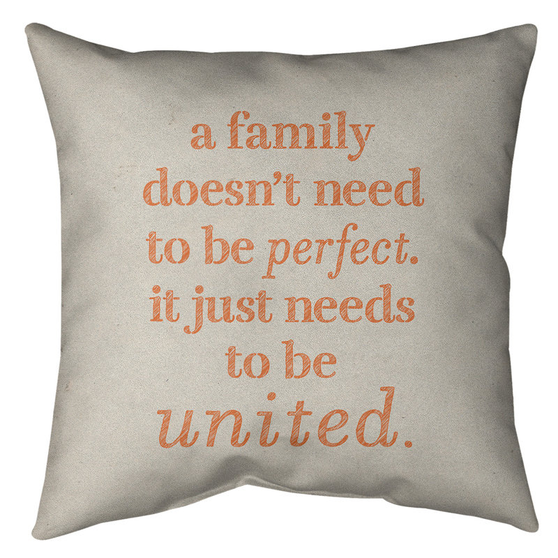 Coussin de sol Family Love, Blanc / Orange, 40 po x 40 po