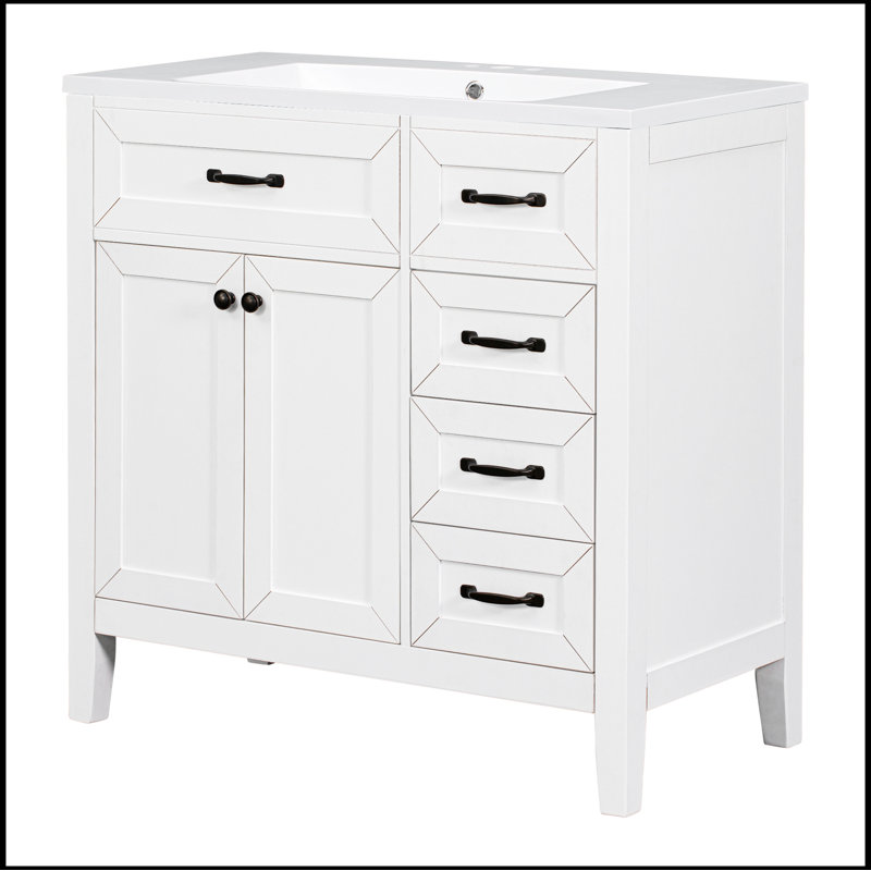 Meuble-lavabo simple avec plateau 35,98 po Savitt, Blanc