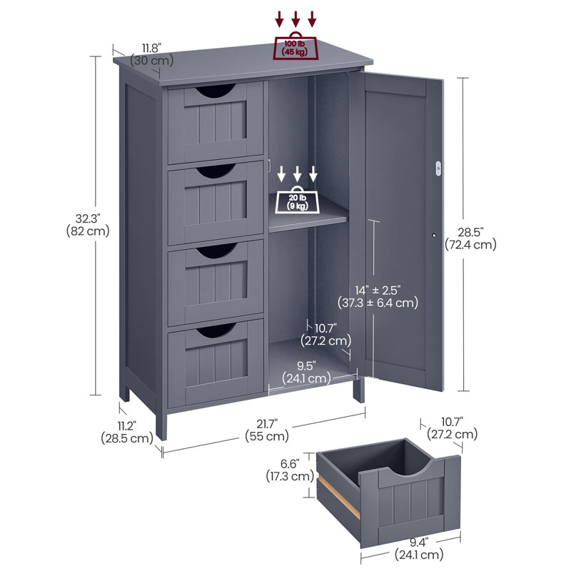 Freestanding Bathroom Storage, Grey
