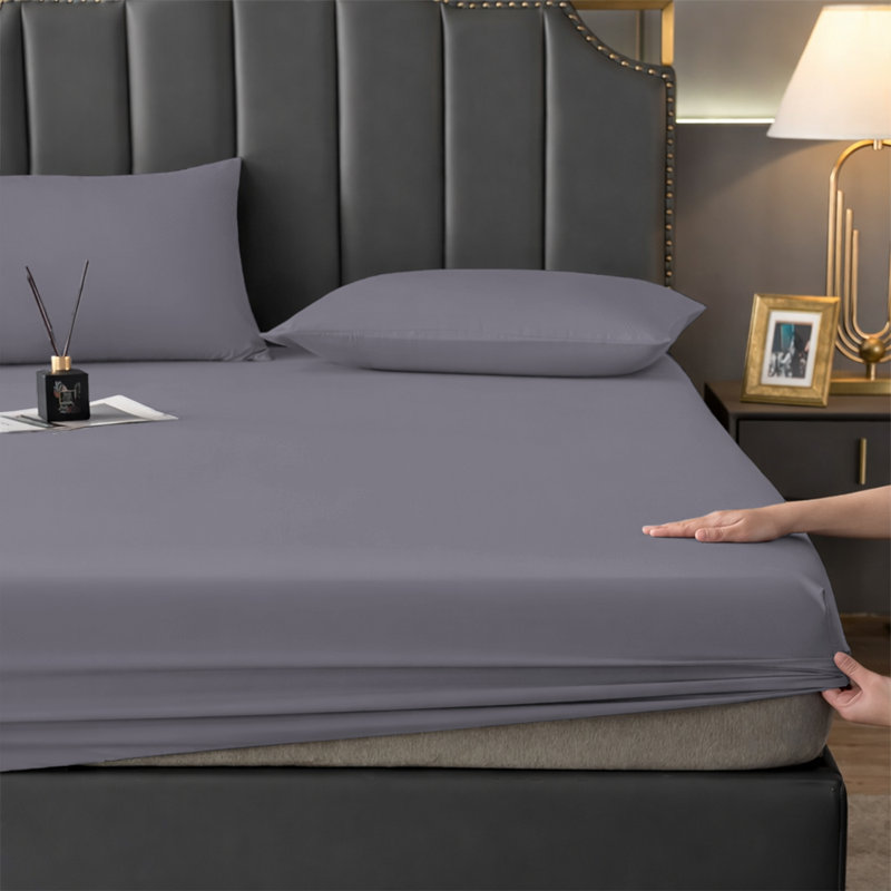 Aspire Homeware Premium 25cm Deep Fitted Sheet for Stylish and Comfortable Bedding, Grey, Double (4'6)