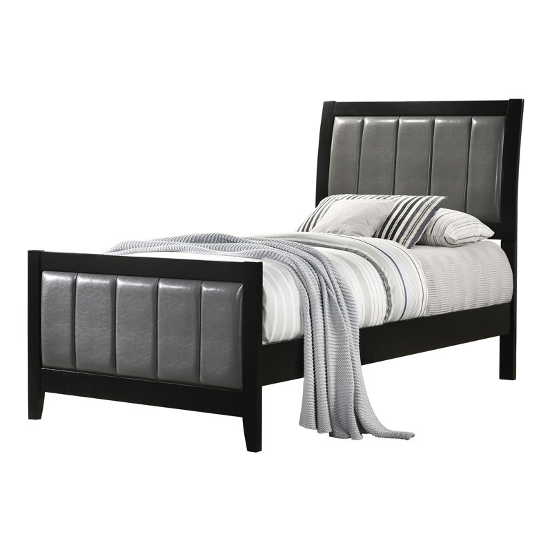 Ensemble de chambre à coucher 2 pièces avec table de chevet noire et grise Halliday, Simple