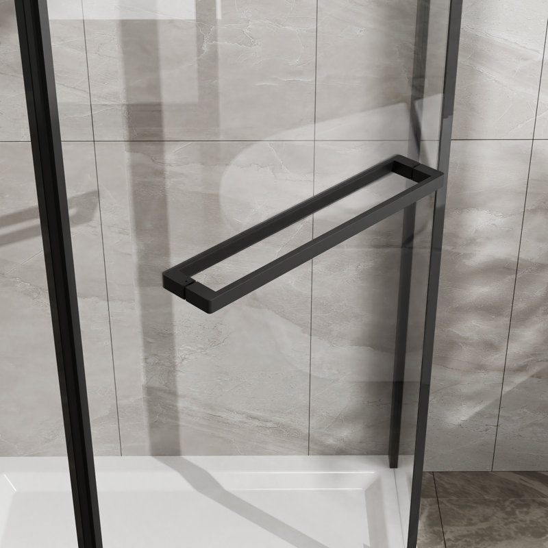 Noir mat - cabine de douche 36 x 36 x 72 - verre trempé transparent, pare-étincelles en acier inoxydable 304 36 po x 36 po x 72 po, porte vitrée, fixation