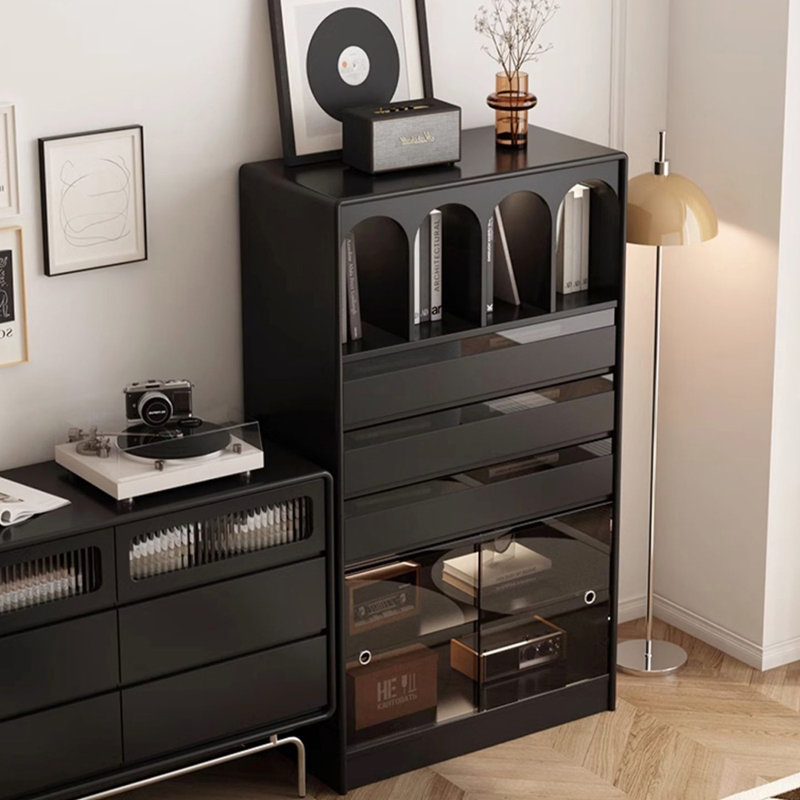 Armoire porte-revues en bois massif, Noir