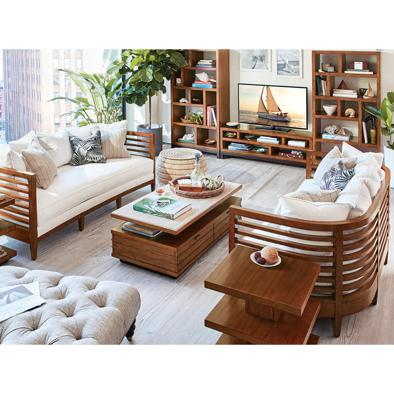 Transitional Sienna Bali Brown Media Console with Cabinet