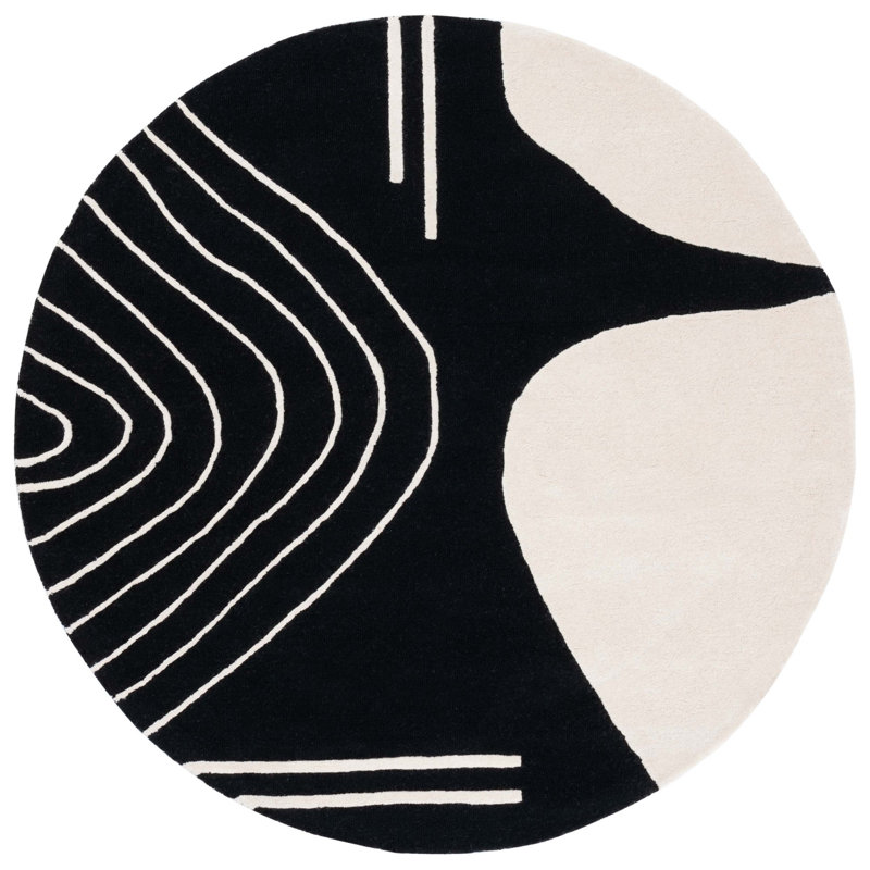 Tapis noir / ivoire Arabelle Rodeo Drive 860, Rond 4 pi