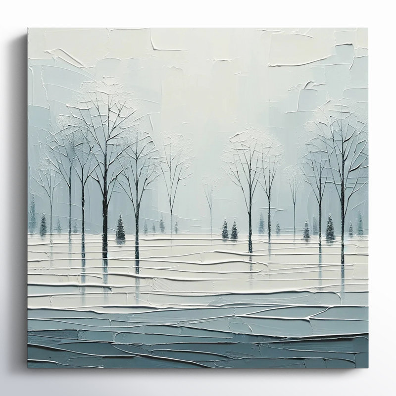 «Abstract Winter Calm: Textured Trees In Snowscape», reproduction sur toile, H 20 po x l 20 po x P 1,5 po