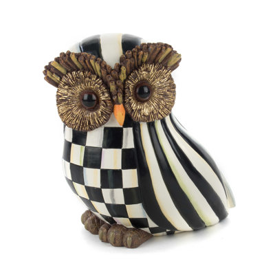 Courtly Check Stripe Owl Figurine/Sculpture