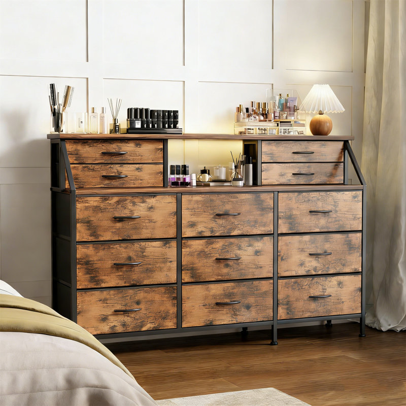 140 cm W Chest of 13 Drawers, Brown