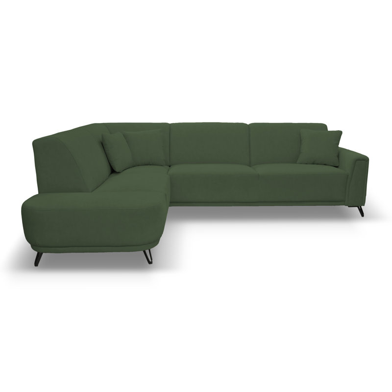 Vecellio 4 Seater Corner Sofa , Left facing, Dark green