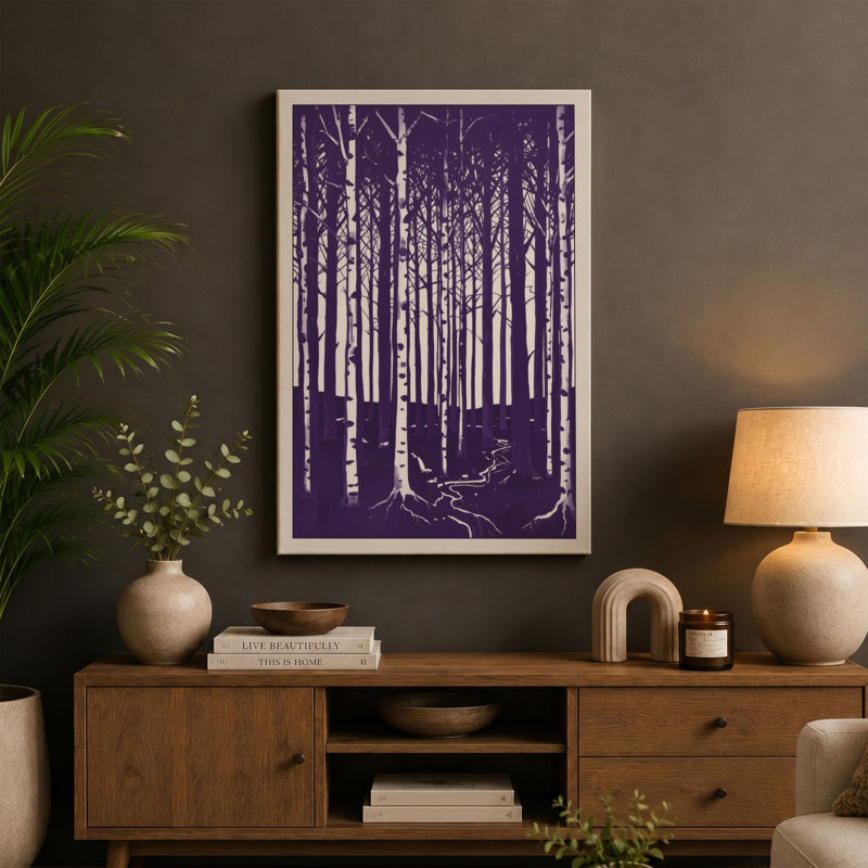 Birch Forest Scandinavian - Wrapped Canvas, 18x12 - 45.7 x 30.5 cm, Sage Border