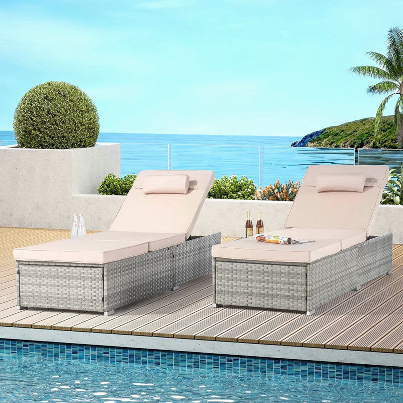 Canapé d'extérieur PE Rotin Furniture Deck Chair, Beige