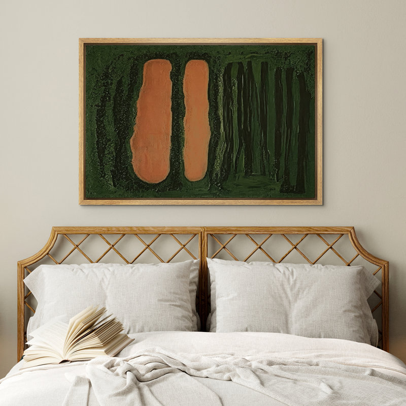 Décoration murale abstraite de forme verticale vert foncé pour le salon, Naturel, H 24 po x l 36 po x P 1,5 po