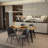 Shivani 5-Piece Modern Dining Set with 63'' Wavy-Edge Table and Upholstered Chairs-105491101-105491102