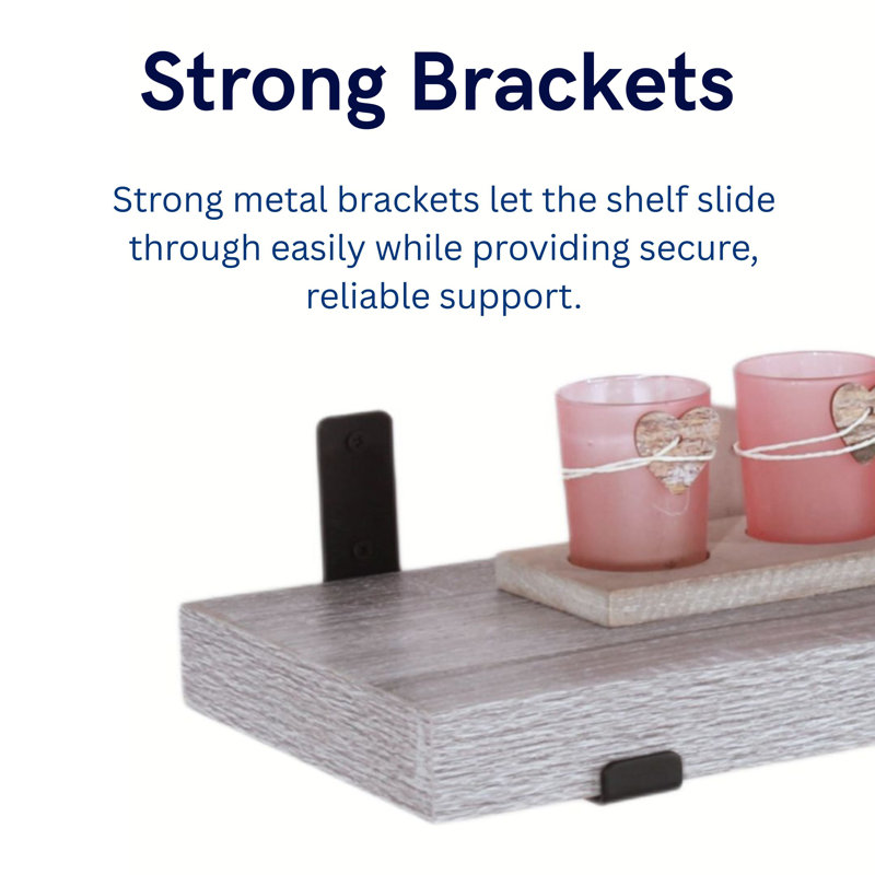 Jackson 3.8cm Chunky Shelf with Sit-On Brackets, 3.8cm H x 60cm W x 20cm D, Gray