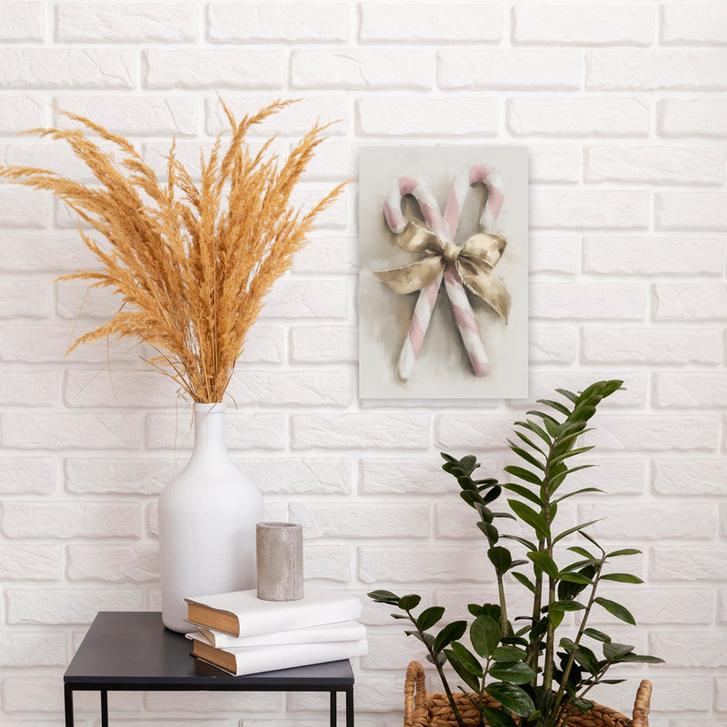 Candy Cane Abstract Contemporary Wall Art Print 1 Piece Wrapped Canvas Wall Art, 45.72cm H x 30.48cm W