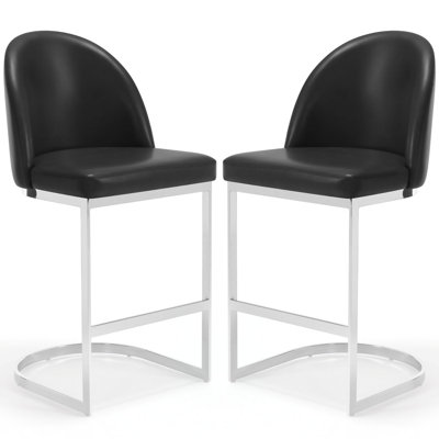 Upholstered Counter Stool with Metal Frame