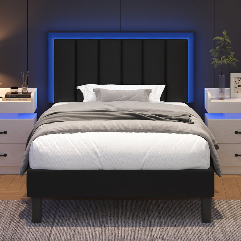 Upholstered Bed, 90x190, Black