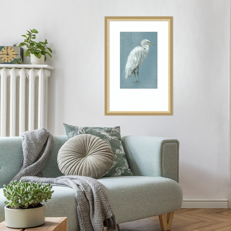 «Graceful Herons II» par Eli Jones, reproduction d'art encadrée sur bois, 18 x 26