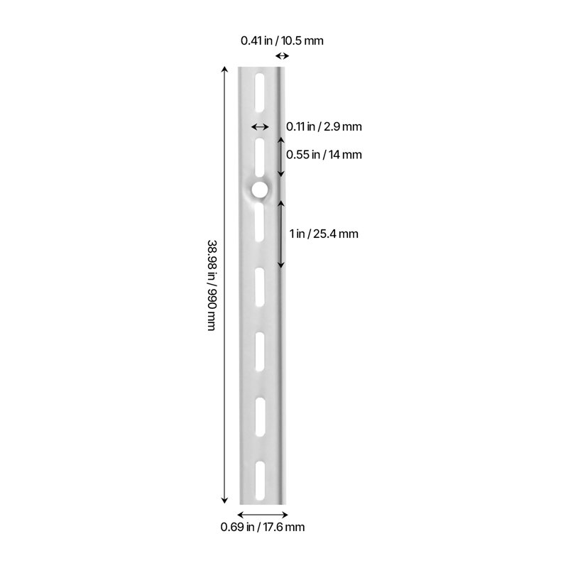 Tablette Pilaster, système de tablettes murales verticales de 39 pouces, système de support robuste avec rails à une fente, 40 vis incluses, convient au rangement d'organisation de placard, argent