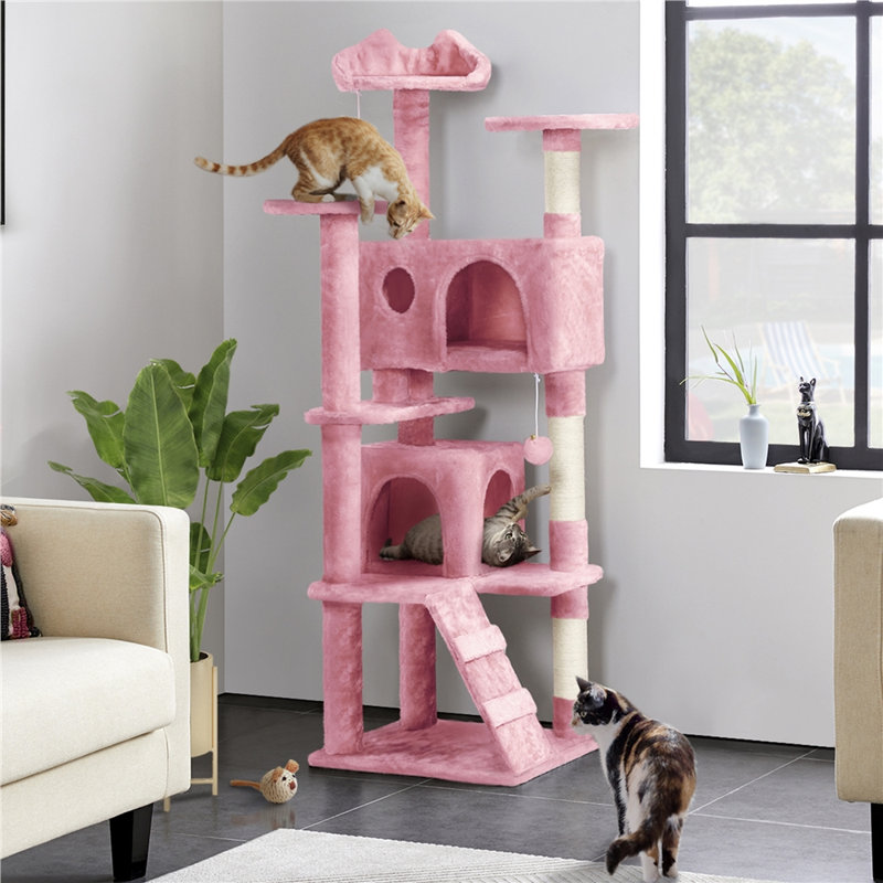 Cat Tree, Pink, 158cm H x 49cm W x 49cm D