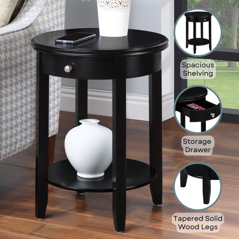 Carbin End Table with Storage, Black